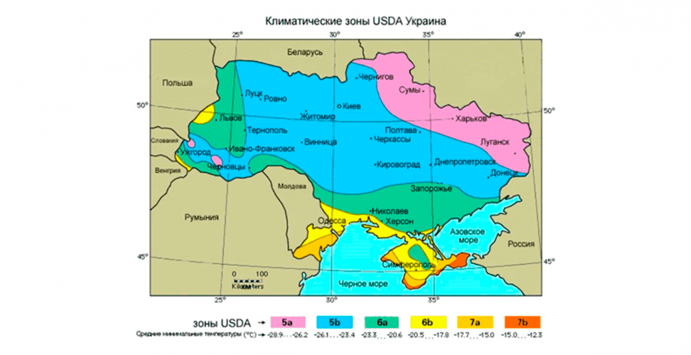 Зоны морозостойкости Украины